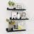 Rustic Floating Shelves Set of 3 with Lip, Picture Ledge Shelf for Nursery, Living Room – Multipurpose Storage Organizer, Bookshelf, & Photo Display Rack Black-1279139499