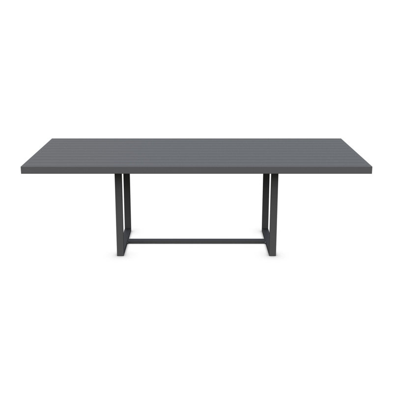 Pavia Power Coated Aluminum Dining Table, Matte Charcoal, 43.5" W x 96.06" L x 29.13" H