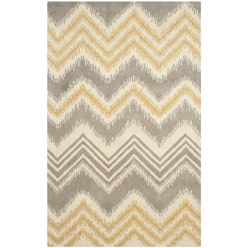 Raika Hand Tufted Wool Chevron Rug, Rectangle 2' x 3'