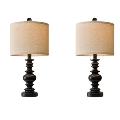 20" Black Table Lamp Set Of 2