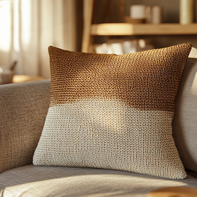 Two-Tone Knit Throw Pillow