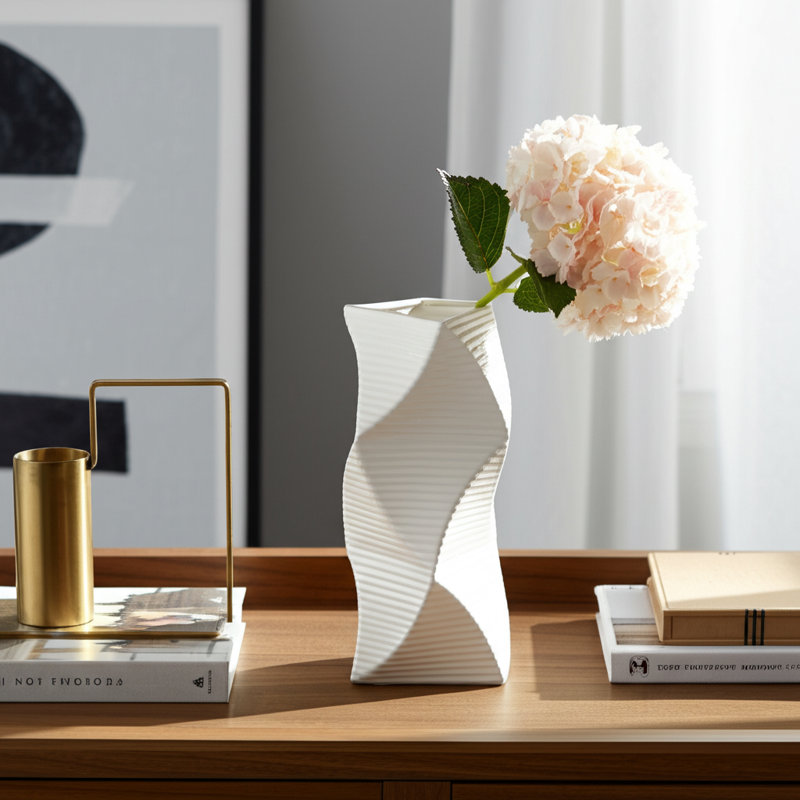 Handmade Ceramic/Porcelain Table Vase, Overall Height- 12"