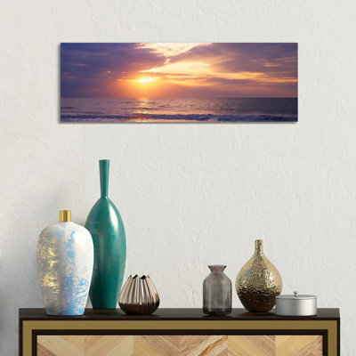Atlantic Ocean At Sunset, Gulf of Mexico, Naples, Collier County, Florida, USA 1 Piece Wrapped Canvas Panoramic Wall Art