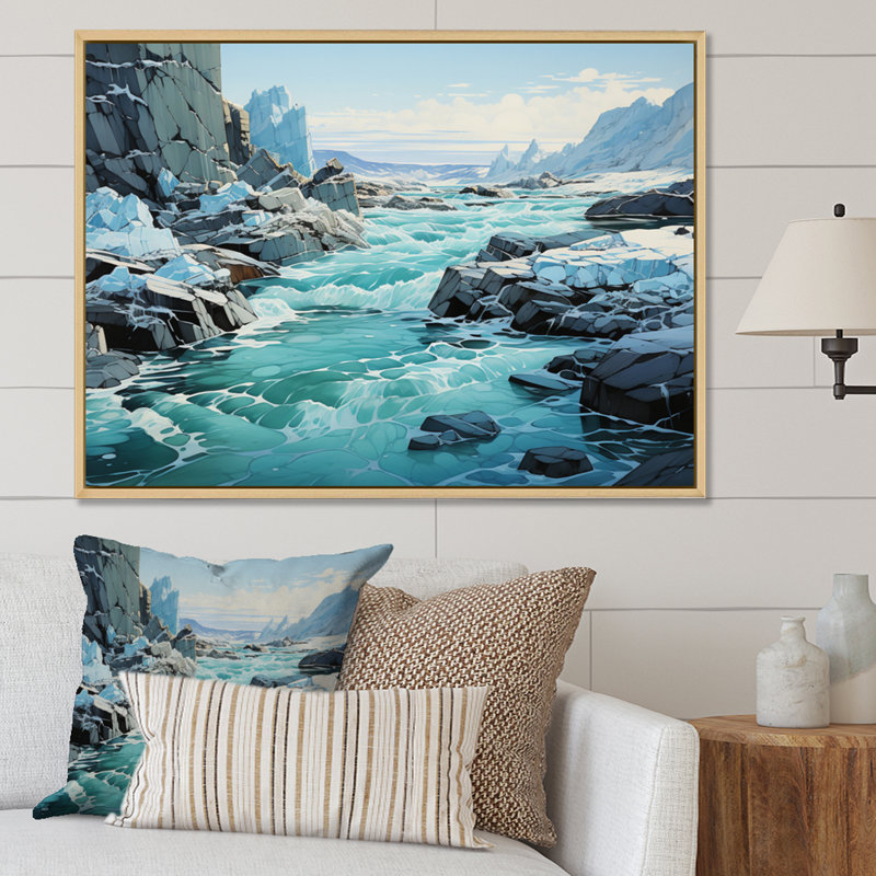Bianica Glacier Glacial Winter Symphony I - impression, H 34 po x l 44 po, Cadre naturel flottant