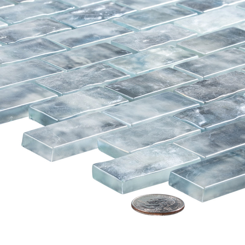 Zalo 1" x 2" Glass Brick Joint Mosaic Wall Tile, Knoll