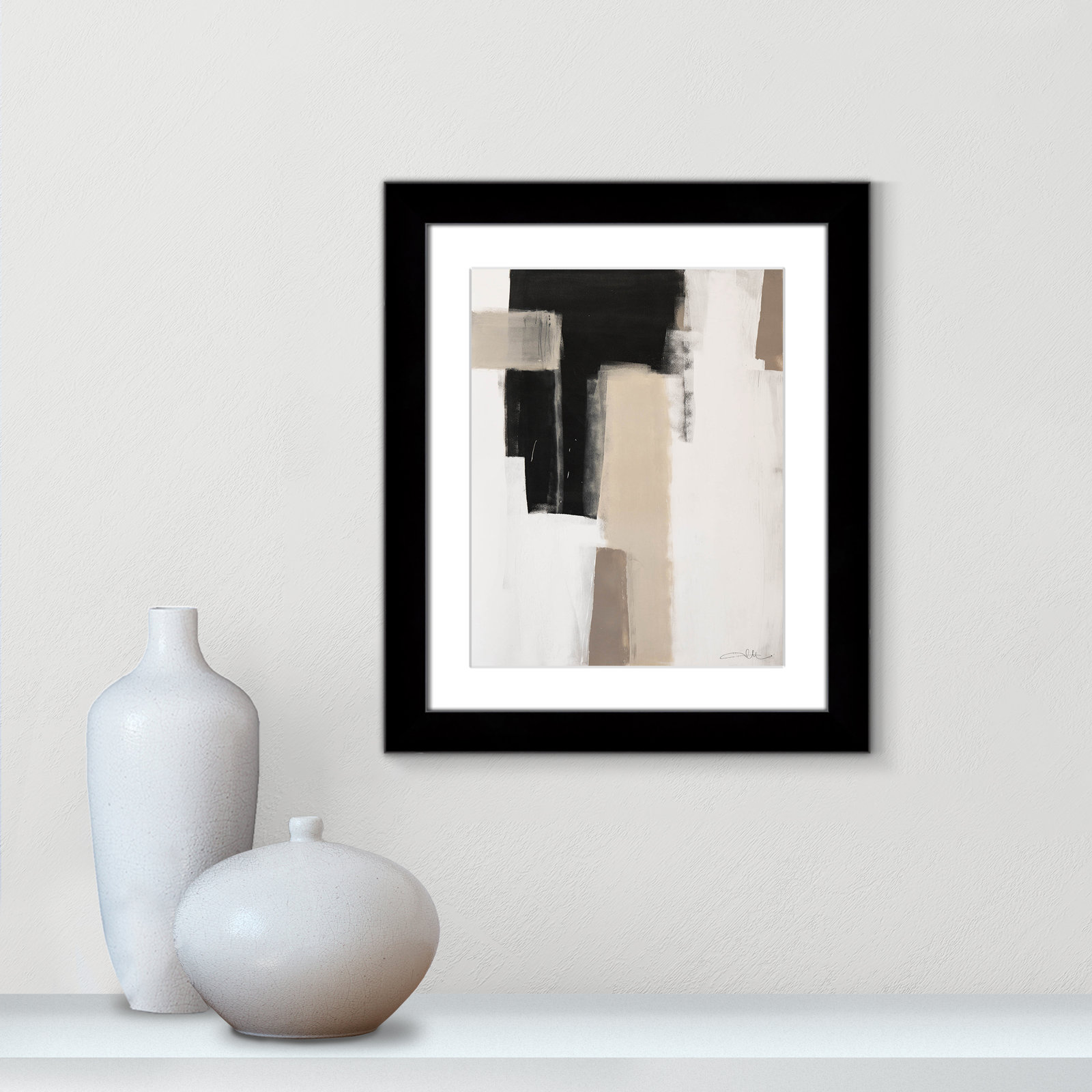 Calvin "Earth Scapes I" Print, 20.5" H x 17.5" W x 1.25" D, Black Cube Frame Matted