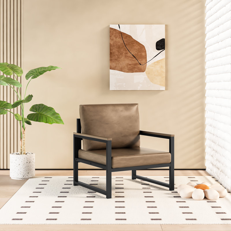 Zindanlari Faux Leather Armchair, Brown Faux Leather