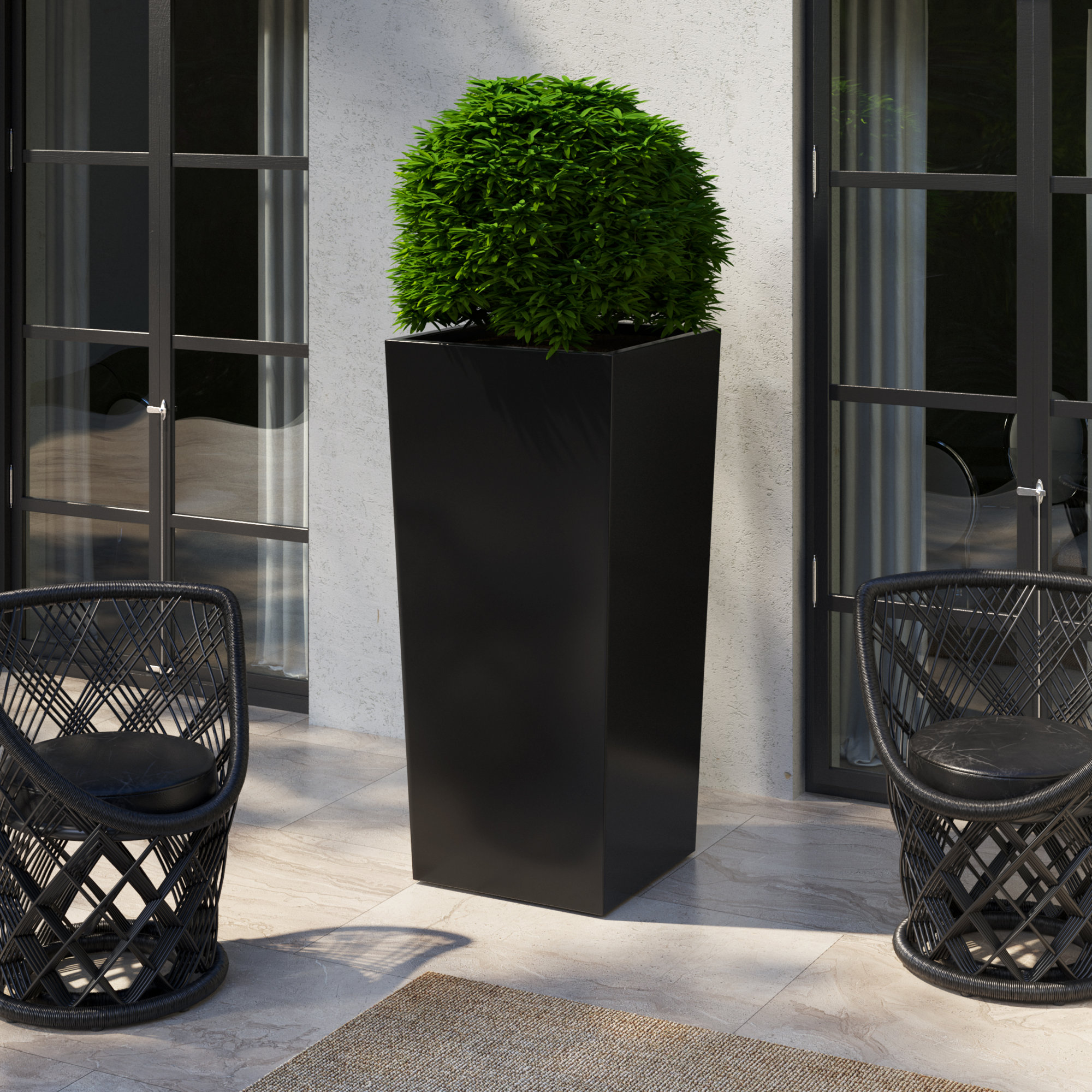 Roseline Handmade Planter Box, Black, 48" H x 23" W x 23" D