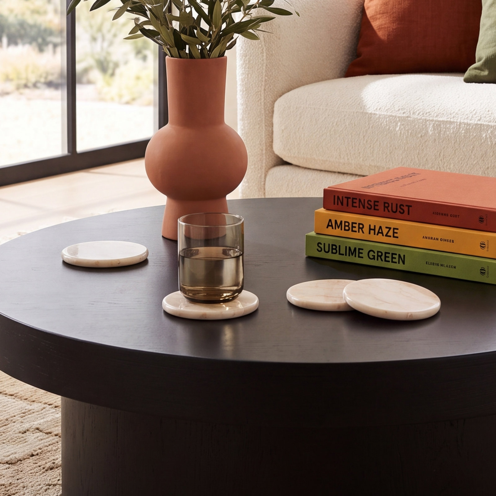 Marble Round 4 Piece Coaster Set