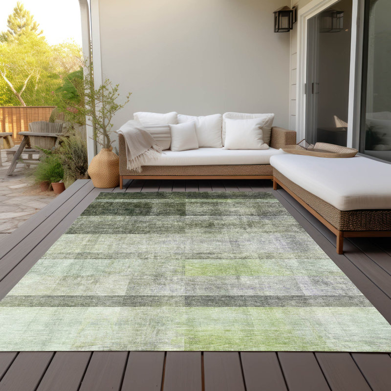 Milani Washable Striped Indoor / Outdoor Rug, Rectangle 9' x 12'
