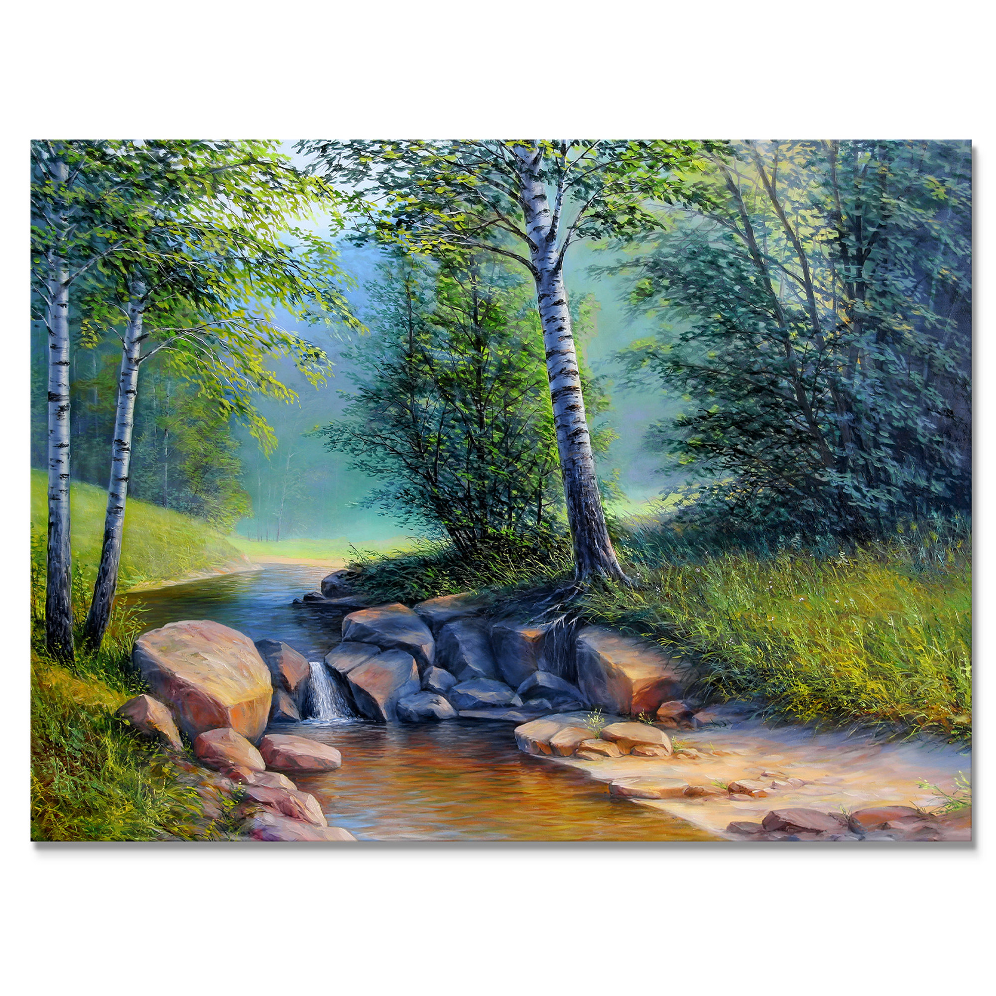Millwood Pines River Though A Summer Forest - Floater Frame Print on ...