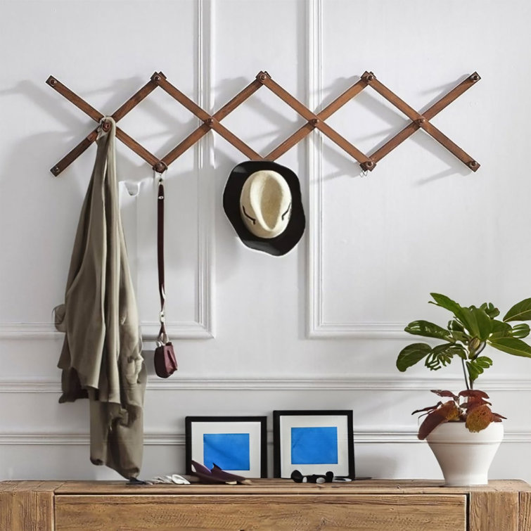 Wooden Expandable Coat Rack Wall Mounted Closet Hook - On Sale