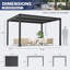  Pergola extérieure Erommy 10 'x 12' avec toit à persiennes réglable et drainage intégré, pergola à persiennes en métal robuste sans rideaux pour patio, gris foncé-129901236-129901240
