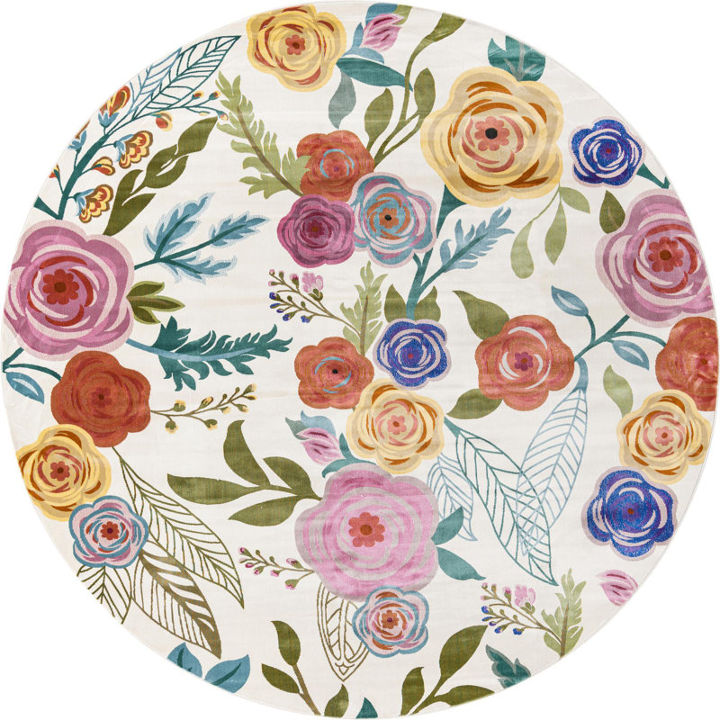 Floral Indoor Rug, Round 10'