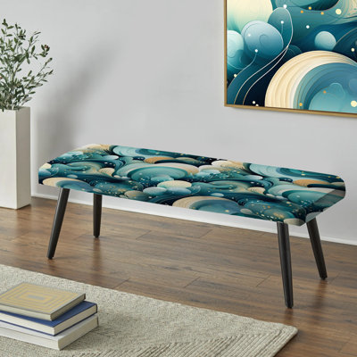 Banc rembourré éclectique noir Oceanic Blue Coastal Fusion