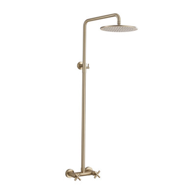 Contemporary 10" Wall Mounted Solid Brass Adjustable Height Outdoor Shower