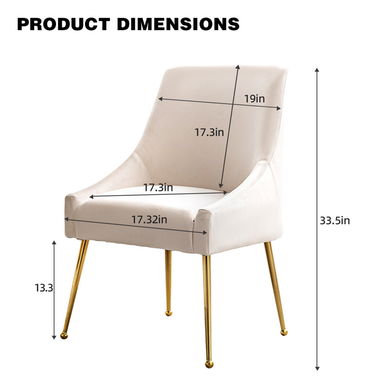 Chaise d'appoint rembourrée en velours avec pieds dorés , Beige