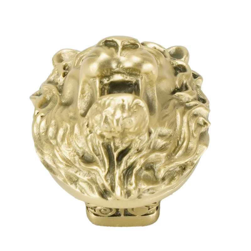 EDGAR BEREBI LION IN WINTER KNOB IN FLORENTINE GOLD PLATE