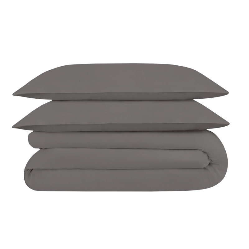 Ensemble de housse de couette avec taies décoratives Delara, Gris, Housse de couette pour très grand lit et 2 taies 