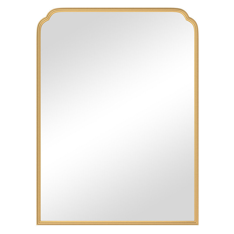 Modern Rounded Corner Rectangle Bathroom Vanity Mirror for Over Sink Framed French Cleat Mounted Wall Mirror, 40" x 30", Gold
