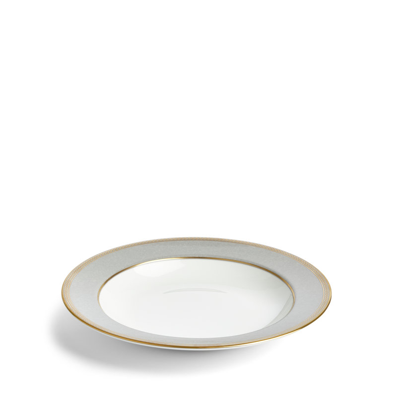 Renaissance Grey Ceramic Soup Bowl with Gold Detailing