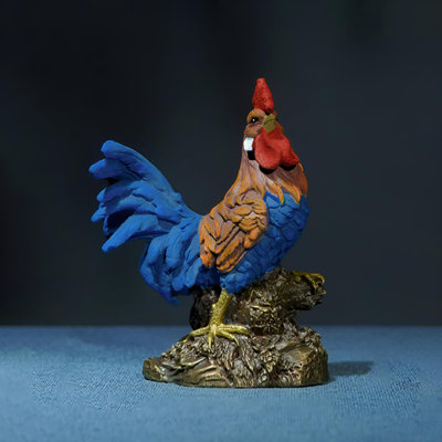 Handmade Brass Chicken Statue - Artistic Desktop Display