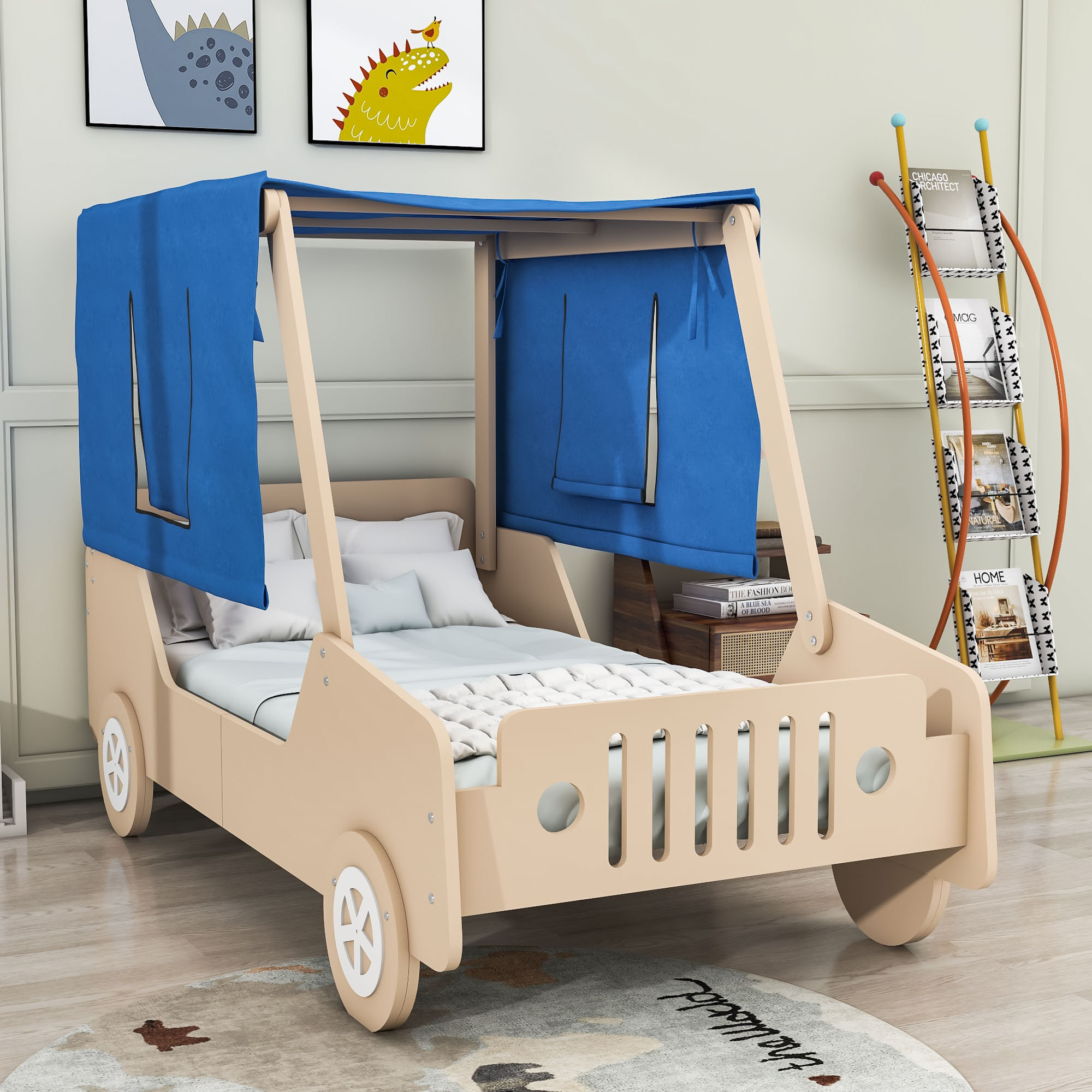 Latitude Run Milanee Wood Car Shaped Bed With Canopy Wayfair latitude-run-milanee-wood-car-shaped-bed-with-canopy-wayfair