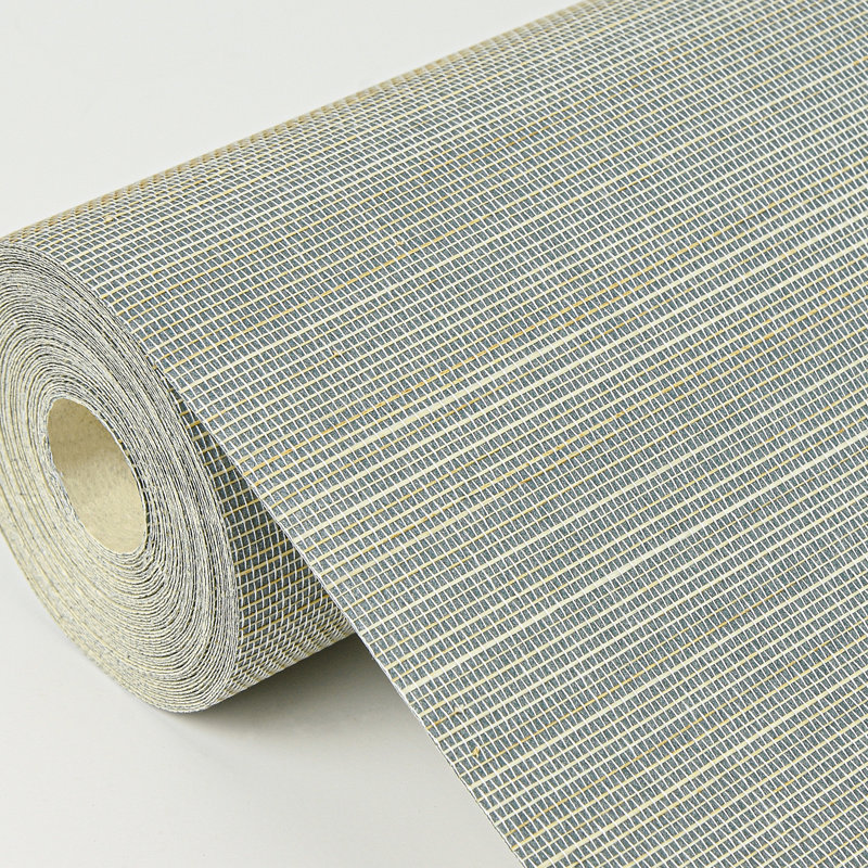 Loom Striped Grass Cloth Wallpaper Roll, Aqua