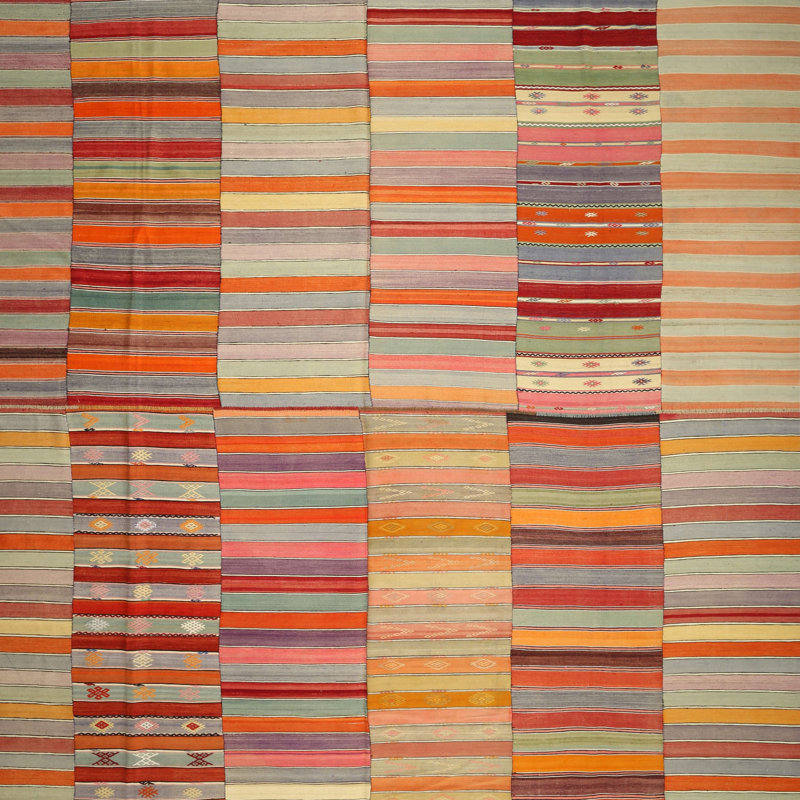 Tapis jaune / rouge / rose Glenven, Carré 4 pi