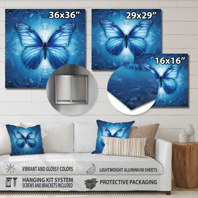 Diamond Butterfly III - Animals Metal Wall Art Living Room, H 36 po x l 36 po x P 1 po