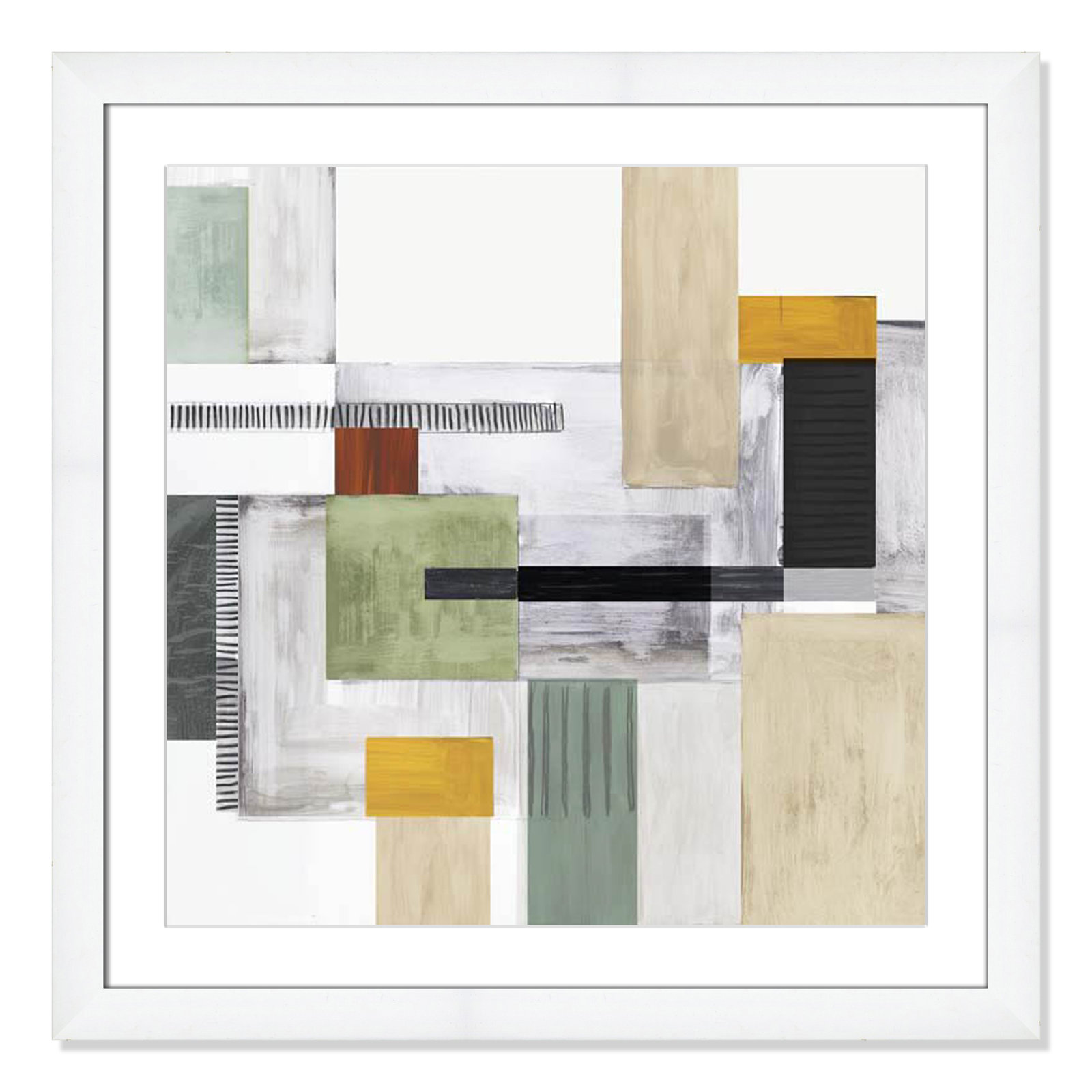 Playful Blocks Print, 29" H x 29" W x 1.25" D, White Cube Framed