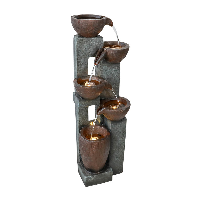 Daemien Weather Resistant Cascade Fountain with Light