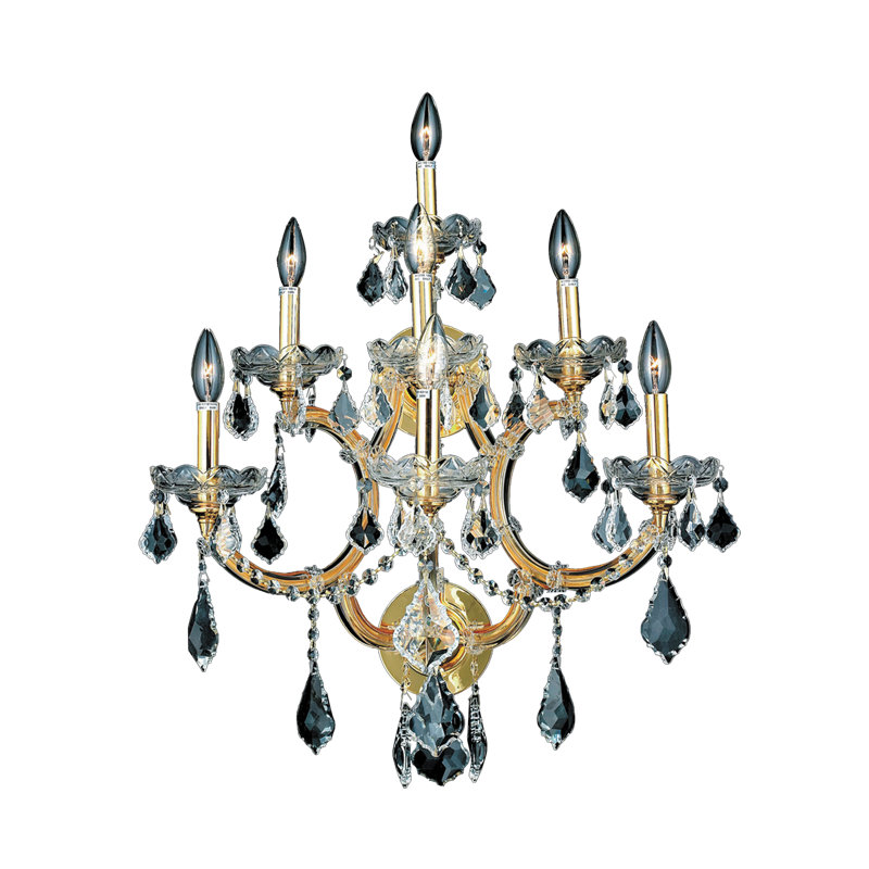Lampe murale bougie 7 lumières Traver, Gold/Clear