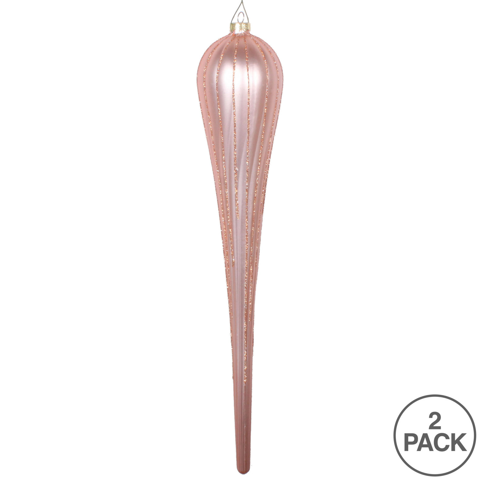 Glitter Drop Christmas Ornament, Rose Gold