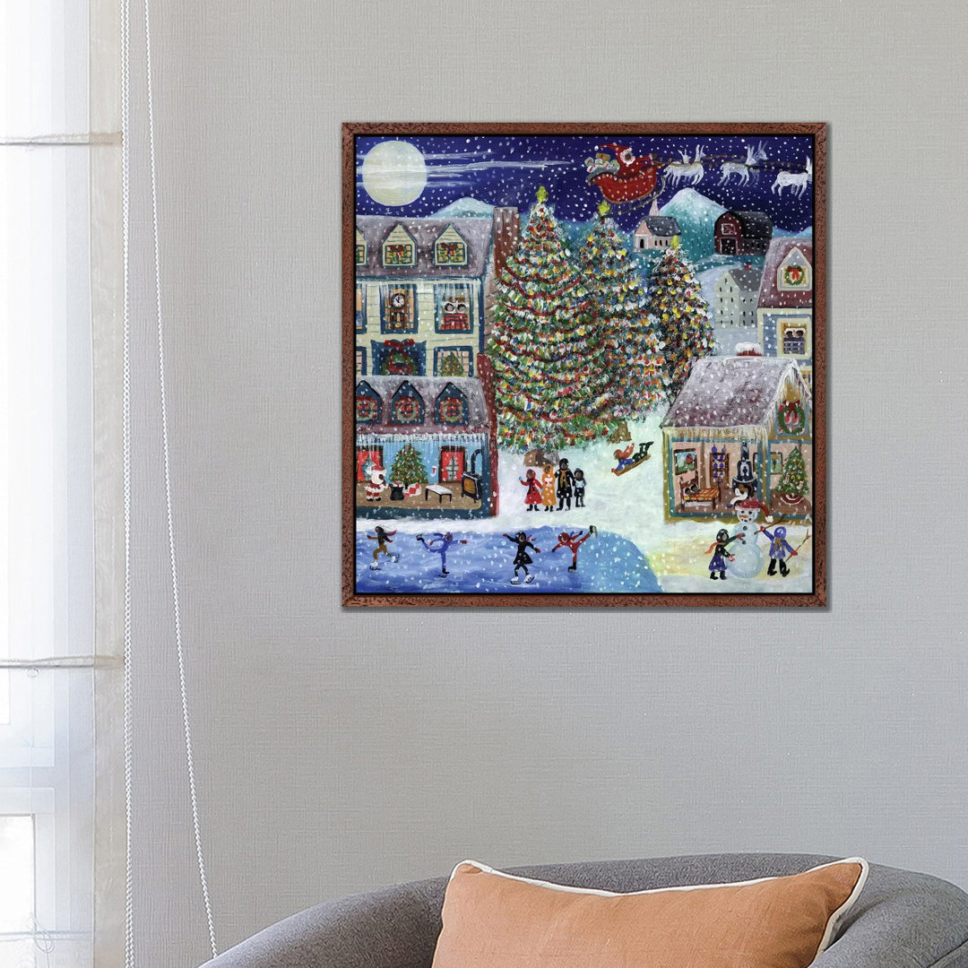 Santa Christmas Village by Cheryl Bartley - Print on Canvas