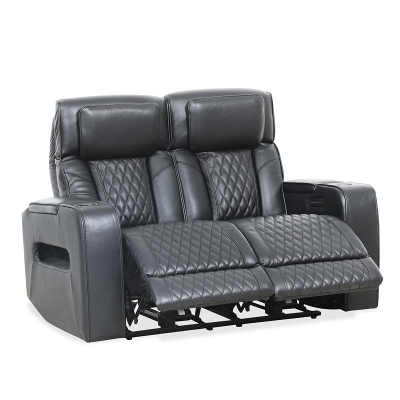 Causeuse inclinable électrique en cuir Hunter - noir, Noir