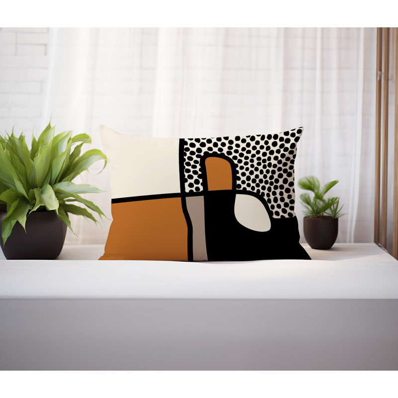 Jai Abstract Reversible Indoor/Outdoor Lumbar Pillow, Burnt Orange, 14"H x 20"W
