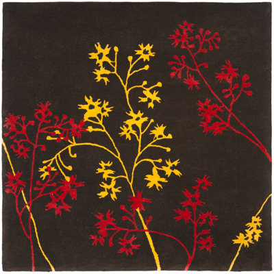 Tapis brun / rouge en laine touffeté à la main Avayah