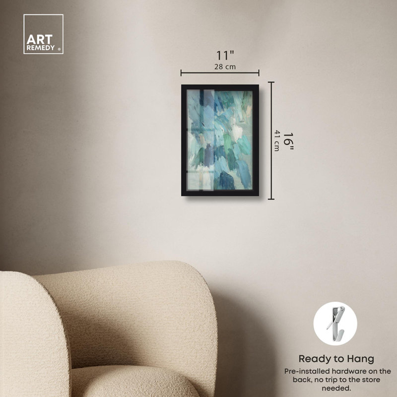 «Riptide III Blue Art Shadowbox» par Art Remedy, Noir, 16" H x 11" W