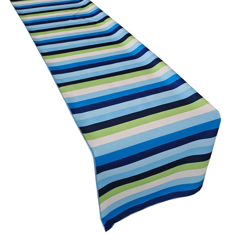 Chemin de table Popeline, Rectangle de 144 po, Bleu / Vert