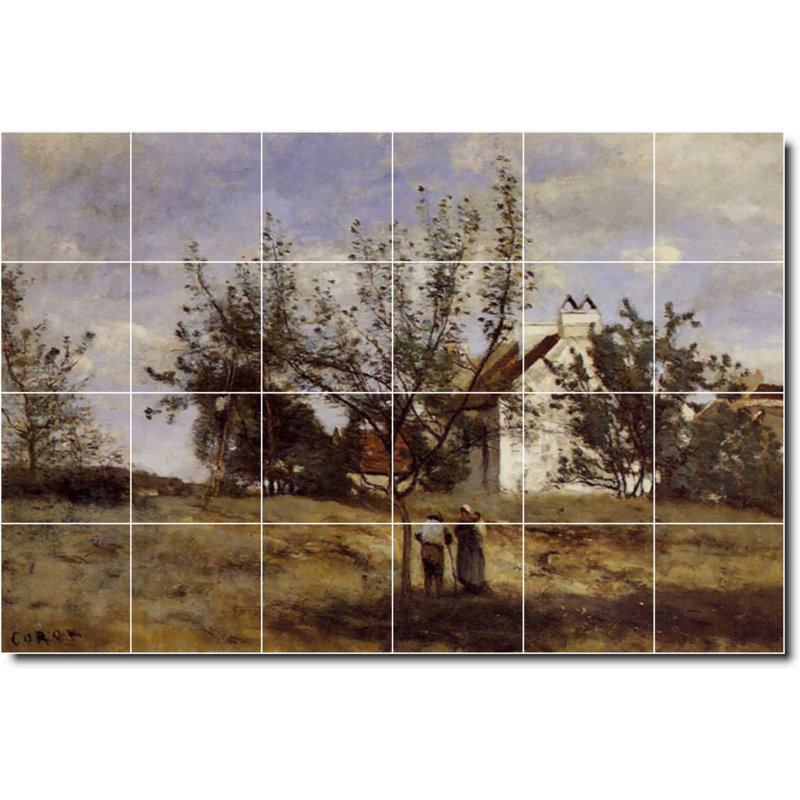 36" x 24" Ceramic Painting Decorative Mural Tile 6" x 6", Country 02025