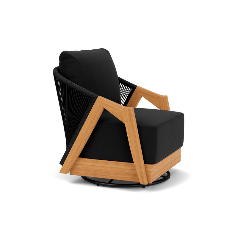 Alpine Outdoor Teak Swivel Armchair, Canvas Black