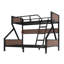 Lit superposé noir, lit superposé en métal avec tablettes de rangement et lumières pour les adolescents-1095007804