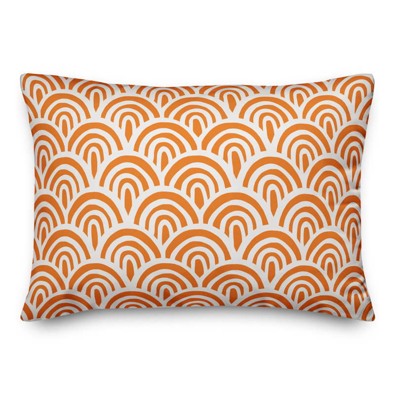 Abstract Outdoor Throw Pillow, Orange/White, Pillow Cover Only - No Insert