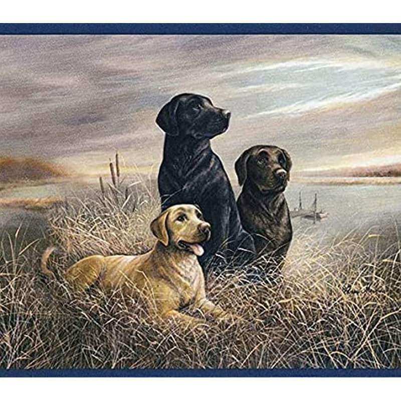 Bordure de papier peint L 15 pi x l 7 po Labrador Hunting Lake Nature