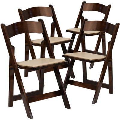 Wood Folding Chair with Vinyl Padded Seat