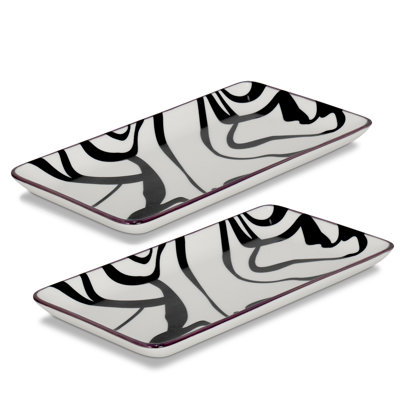 Assiette rectangulaire à chevrons Biscotti 8,5 po