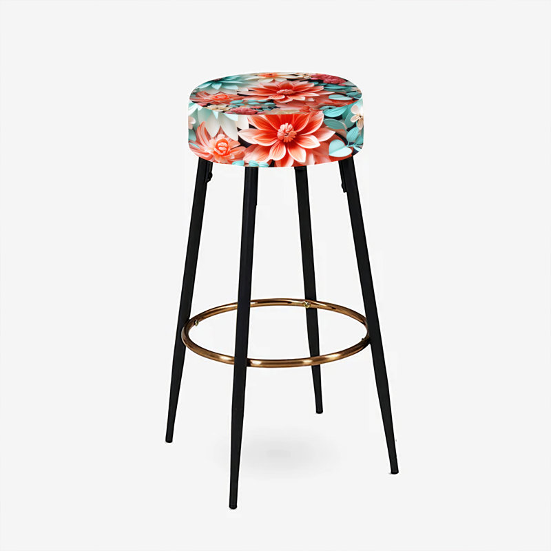 Corail Serenade motif tropical - ensemble de 2 tabourets de bar tropicaux