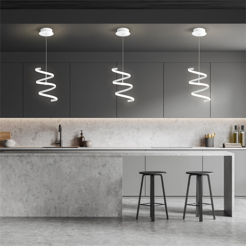 Helix LED Pendant Light, Dimmable 950 Lumens 3000K, 17W Pendant Lighting For Kitchen Island, Hanging Light Fixtures