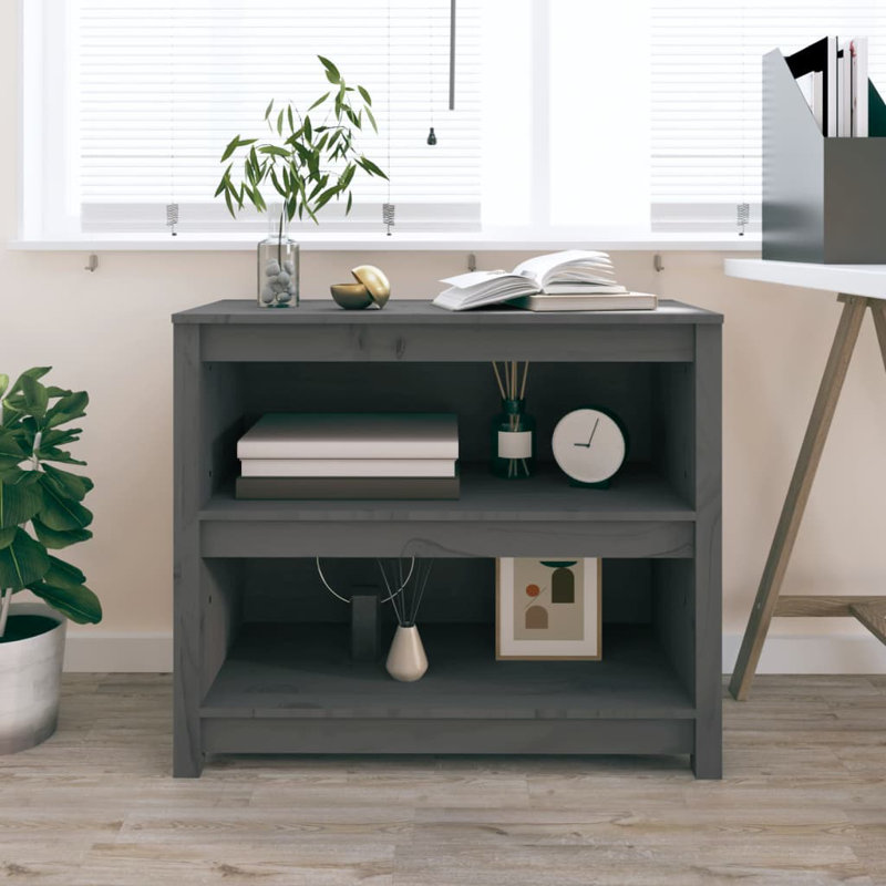 Cleta 68cm H Solid Wood Standard Bookcase, 68cm H x 80cm W x 35cm D, Grey